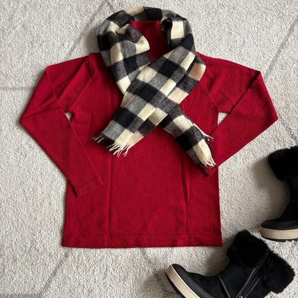 Classiques Entier 100% Merino Wool Mock Neck Sweater Cherry Red sz S - Picture 1 of 5